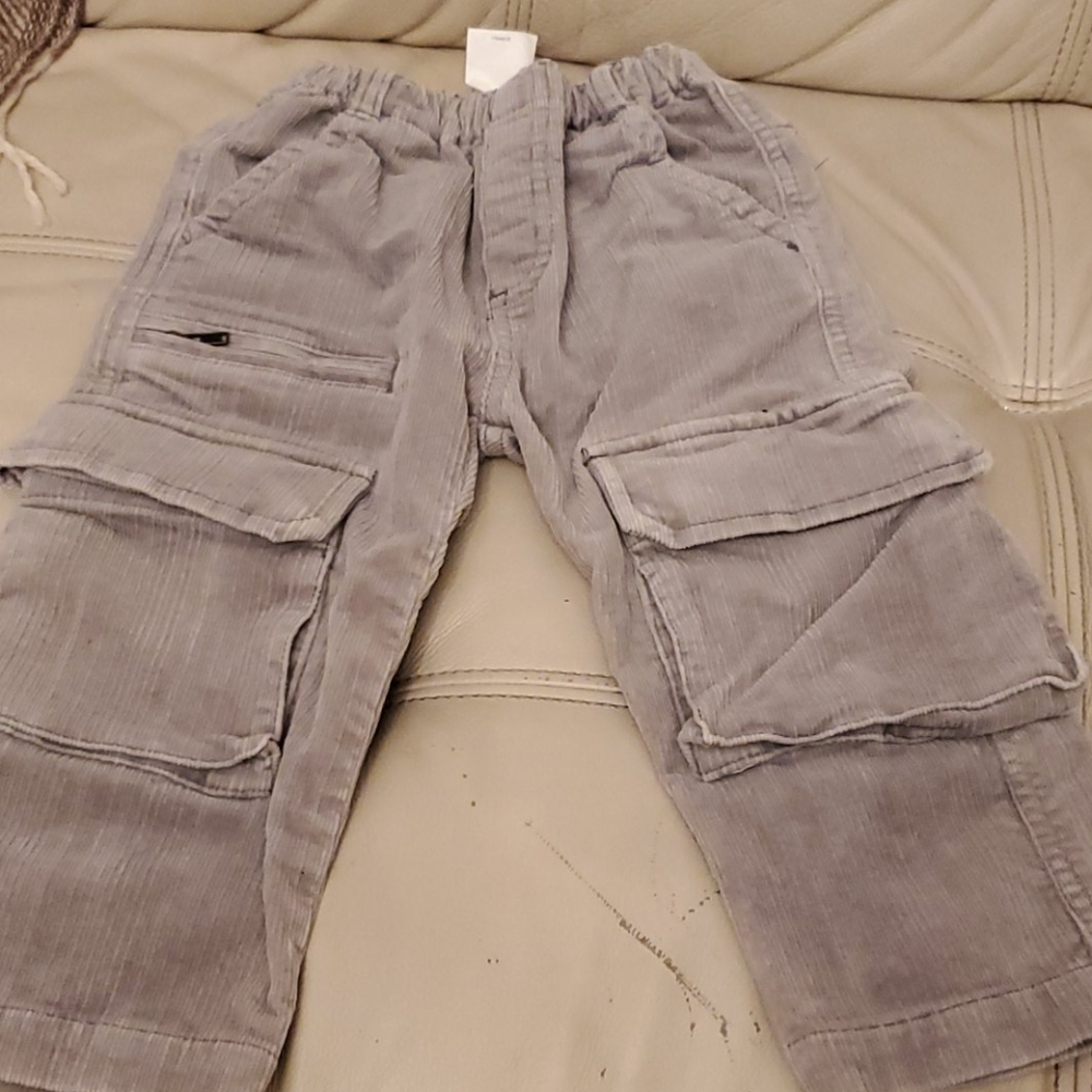 Marcel et Leon corduroy pants pockets 18m gray boy